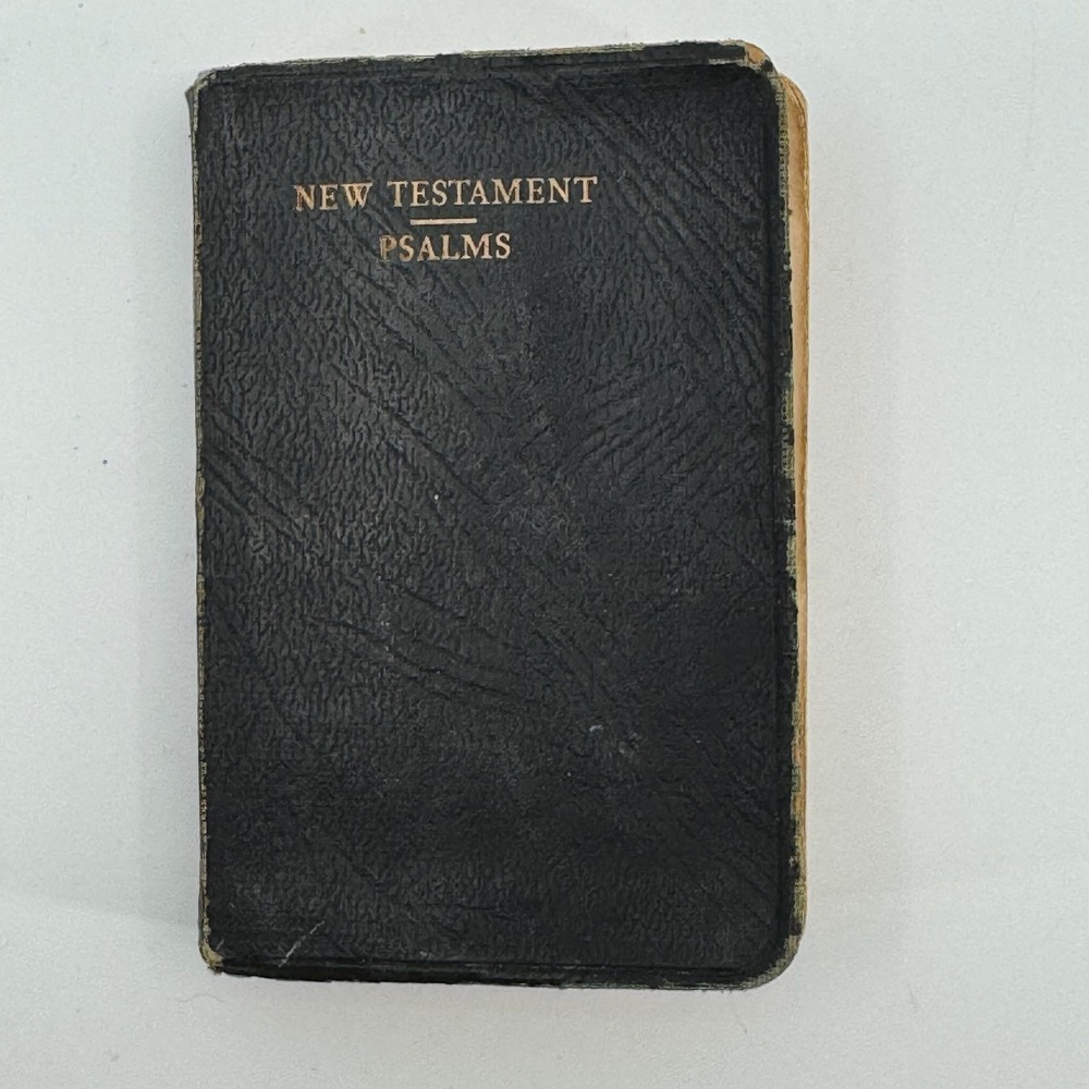 Vtg Collins New Testament Psalms KJV Pocket Bible Black Leather Great Britain